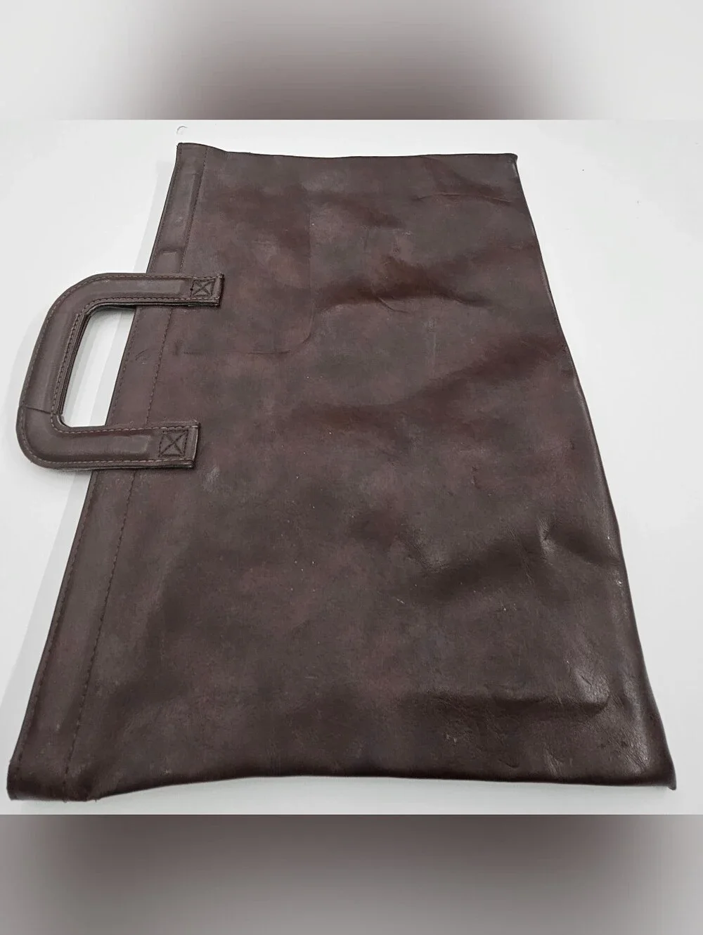 Vintage UPS Leather Portfolio Briefcase Brown Document Bag Shield Logo 70s/80s